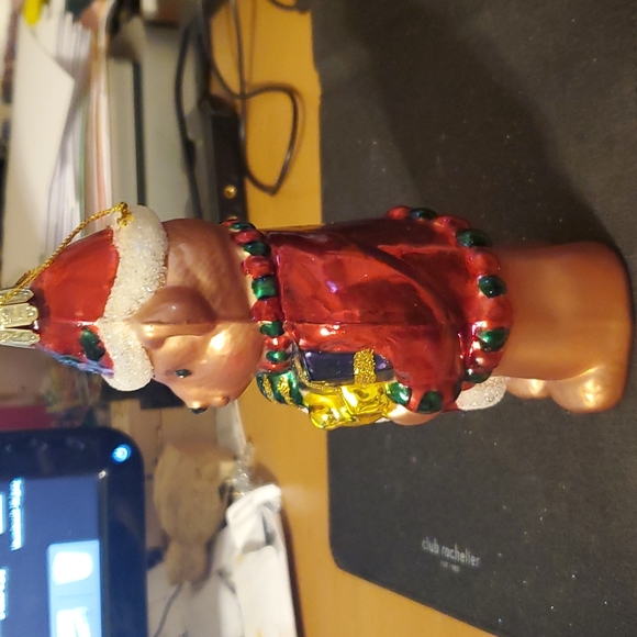 Large Christmas Teddy Bear Mercury Glass Ornament 6.5in - Picture 2 of 4